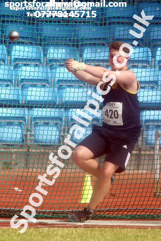 Mens under-20s hammer, Northern Senior and Under-20s Champs., Sports City, Manchester. Photo: David T. Hewitson/Sports for All Pics